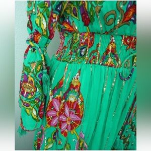 NWT Anthropologie Me 2 Magic Women's Green Floral Long Dress Size 2XL